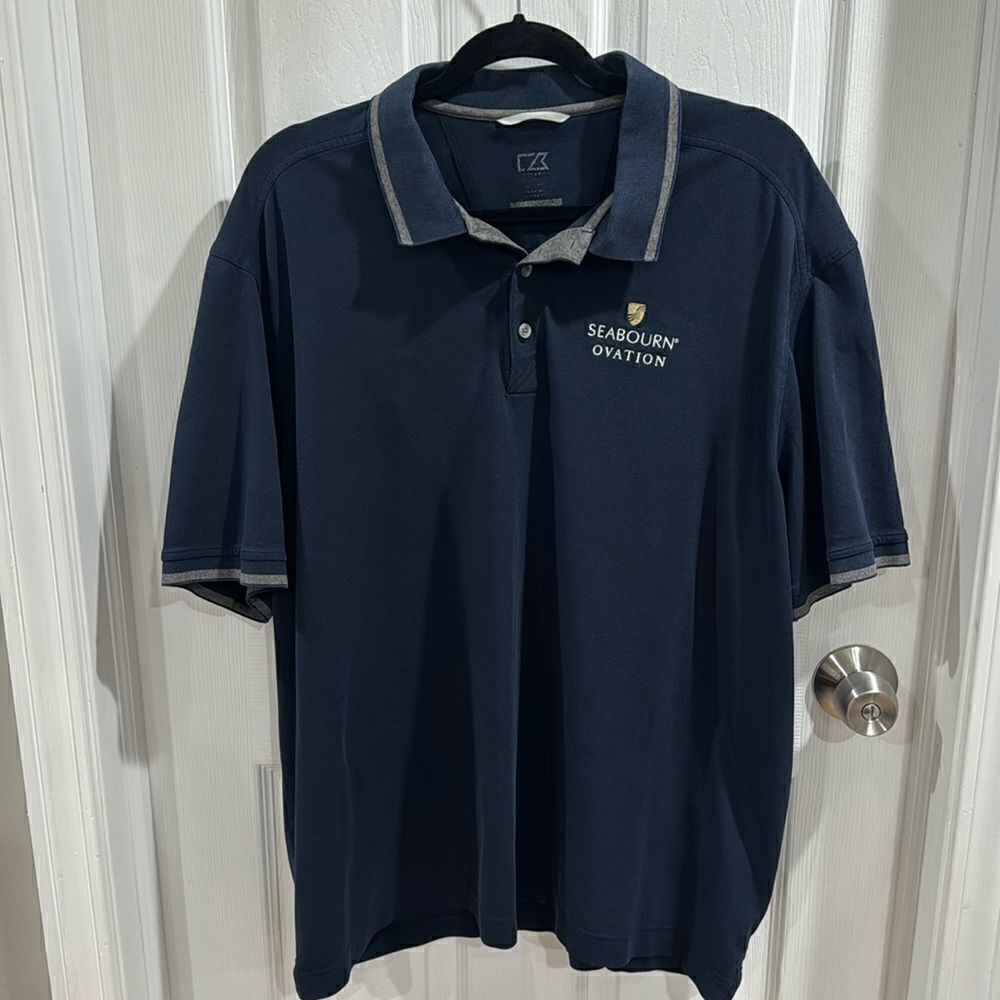 CUTTER & BUCK POLO SHIRT NAVY BLUE.